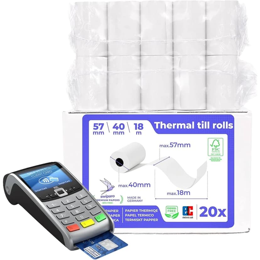 Thermal Till Rolls 57×12×40mm, 40m — Single Layer thumbnail 3